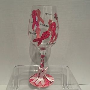 Lolita Pink Ribbon Breast Cancer Awareness Wine Glass EUC